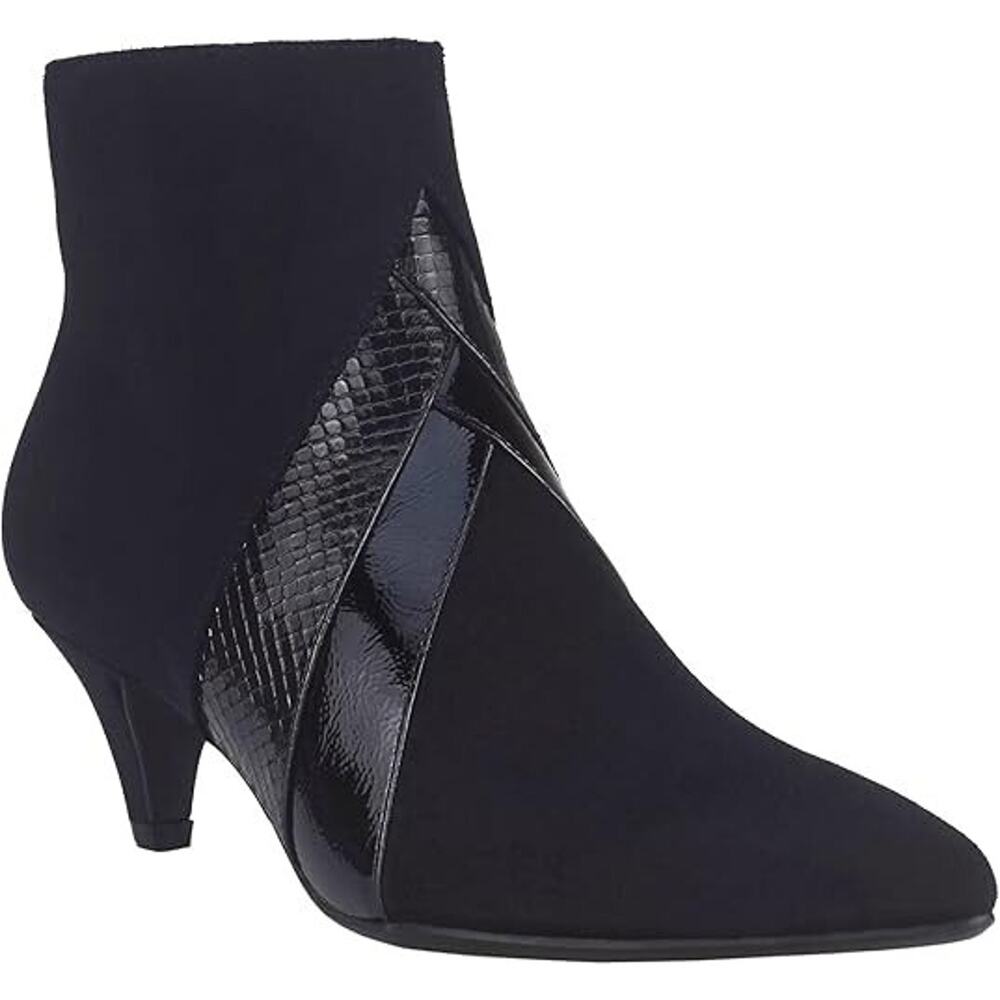 Impo Women's Ellete Pointed Mixed Media Cushioned Toe Booties, Black Size 6.5M